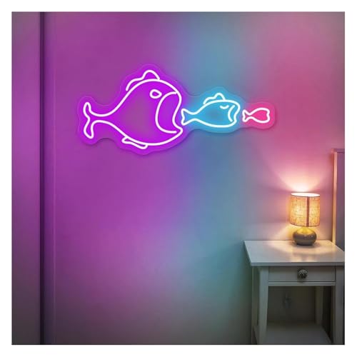 Lampe néon en forme de poisson pour une ambiance pub rétro à la maison