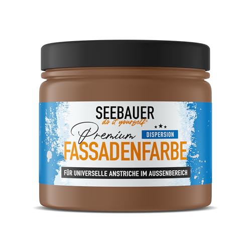 SEEBAUER diy Universal-Fassadenfarbe Braun 300ML für Außen (No. 606 Hazel Eyes) Hoch deckende Fassadenfarbe mit Wetterschutz - Geeignet für Putz, Mauerwerk und Beton