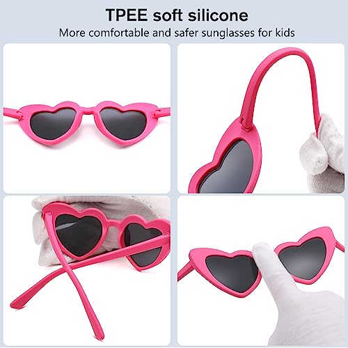 AZorb Kids Polarized Heart Sunglasses Bendable Flexible Sunglasses Shades for Toddler Children4