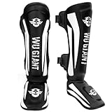 Kickboxing Shin Guards Muay Thai Shin Pads, Adjustable Leg Guards with Instep Protection Shinguards Martial Arts Training Equipment for MMA Training and Sparring (M)