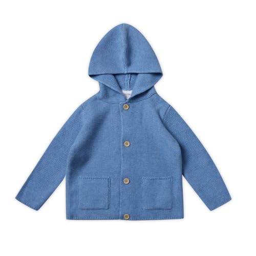 Stellou & friends 100% Cotton Hood Unisex Cardigan for Babies and Children Ages 0-6 Years