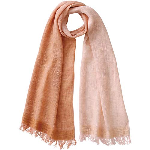 [天然草木染] レディース スラブ織ウールコットンマフラー ピンク すおう