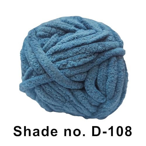 Image of VCR Air Force Blue, 100 Grams Hank, 60 Meters Length, Premium Polyester Ball for Crochet and Knitting, Pack of 1 Yarn, Soft and Bulky Fur Suitable for DIY