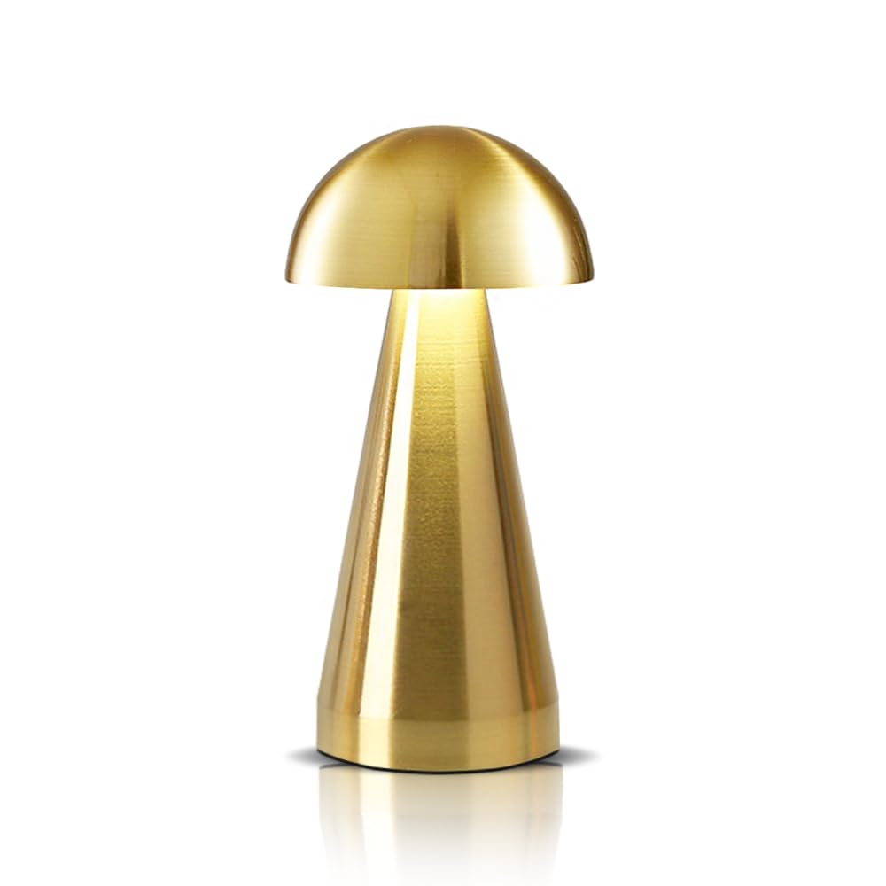 Portable Metal Desk Lamp,3-Color Touch Control, Rechargeable Battery - Ideal Bedside Lamp for Bedroom Nightstand (Gold)