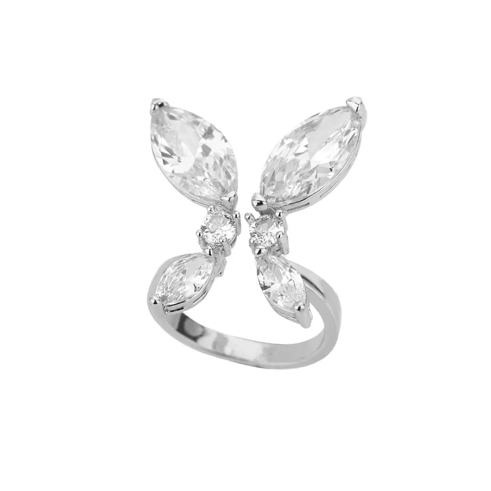 Trendy Vintage Butterfly Rings For Women Men Lover Couple Rings Set Friendship Engagement Wedding Open Rings Jewelry (silver)