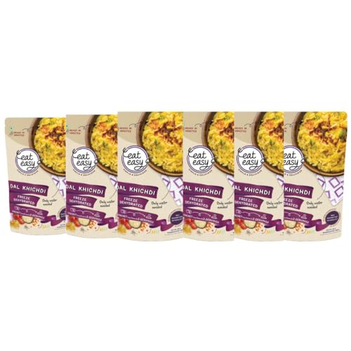 Image of Eat Easy Ready To Eat Dal Khichdi (92gm- Pack of 6) | Just Heat & Eat | High Protein & Fiber | Light on Stomach | No Preservatives | Instant Food for Travel, Hostel, Trekking, Camping, Hiking, Office