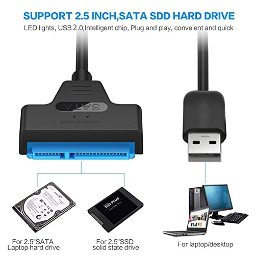 Cable Adaptador USB 2.0 a SATA para Disco HDD/SSD 2.5" miniatura 4