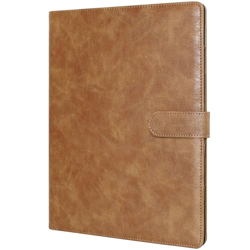 Image of Mymazn Padfolio Portfolio Folder, Faux Leather Interview Resume Folder with Document Organizer & Business Card Holder, Letter-Sized Notepad Legal Pad Holder for Men Women (Light Brown)