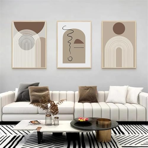 Peinture sur toile de qualité supérieure triptyque abstrait géométrique - 3