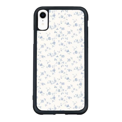 qizjio Coquette Aesthetic Phone Case Shockproof Protective Blue Flower Phone Cases for iPhone XR