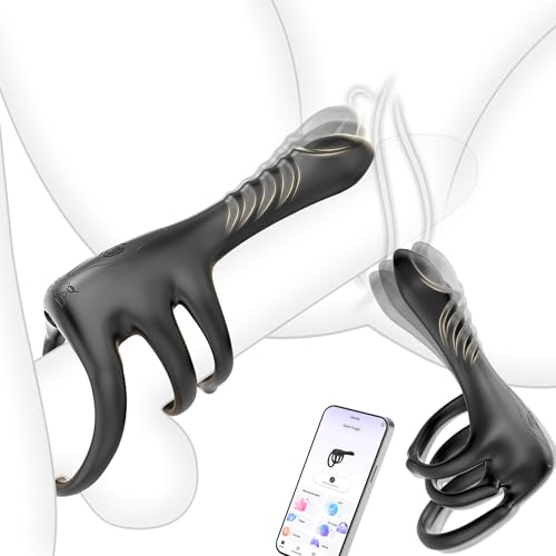 Image of Vibrating Cock Ring with Realistic Finger Vibrator for Couples Sex Toys, Vibrating Penis Ring Vibrator with 3 Rings & 9 Vibration Modes, Clitoral Stimulator Adult Couple Toys for Women Men