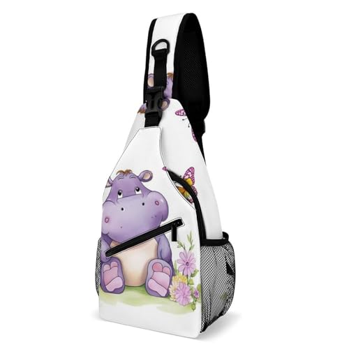 Mochila deportiva tipo sling Butterfly And Hippo para hombre y mujer miniatura 1
