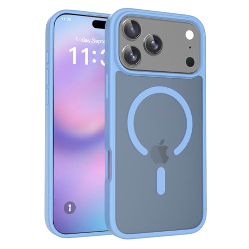 いphone13 Mini カメラ保護 MagSafe対応 落下保護 つや消しの半透明背面 おしゃれ 衝撃吸収 指紋つかない 放熱 耐衝撃 アイフェイス13 Miniケース 黄ばみなし 丈夫 滑り止め ワイヤレス充電(ブルー)