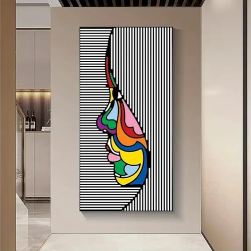 Portrait de visage de ligne pour decorer un grand mur de salon et casser la monotonie
