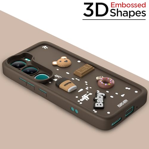 Image of Pikkme Back Cover for Vivo Y300 5G / Vivo V40 Lite 5G | Cute Fun Cartoon 3D Bear Silicone Full Body Protection Bumper Cover (Brown)