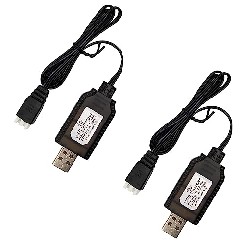 MMOBIEL 2X USB Charger Cable for 7.4V 1A 2S LiPo & Li-ion Batteries – USB to XH-3P Connector for Charging Compatible with Gel Splatter Blaster Toy, RC Boats, Drones, Skytech, Quadcopters, WLtoys etc.