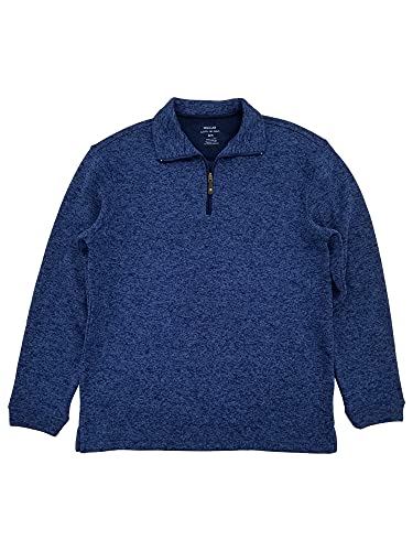Haggar Mens Royal Blue Heather Fleece Quarter-Zip Pullover Sweater Jacket M