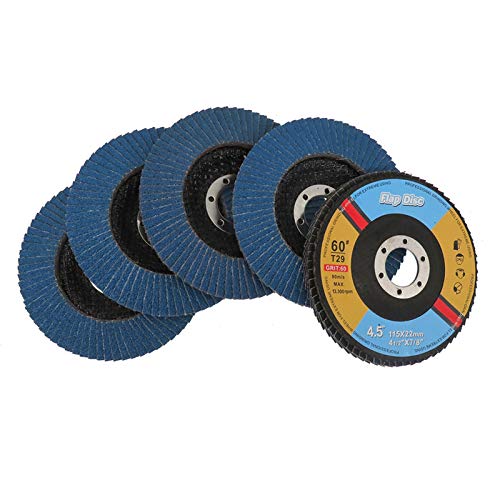 BDAYEK Discos de láminas Discos de Aleta 5 uds., Disco Lijado 115mm y 4, Pulgadas, muelas abrasivas Grano 40/60/80/120 for Amoladora Angular(80)