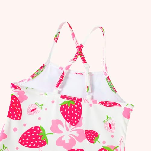 Image of DREAM BUS Toddler Girls One Piece Criss-Cross Straps Swimsuits with Tiered Ruffle Skirt Girls Bathing Suit Summer Swimwear