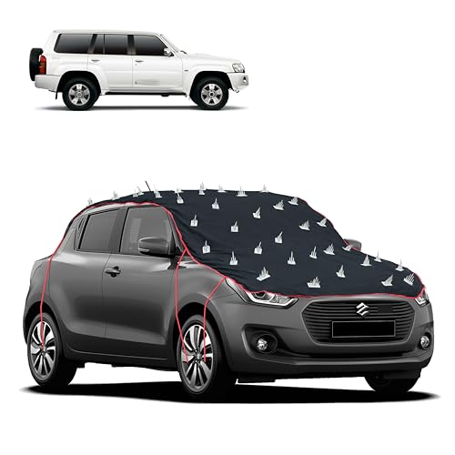 Image of Dog Protection Spike Car Cover for Nissan Patrol Bonnet to Roof Easy Installation with 4 Elastic Hook Strap | Anti-Scratch Soft Cotton Inner | Complete Protection from Street Dogs & Monkeys