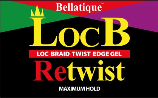 Miniatura 2 de BELLATIQUE Loc B Retwist Loc, Braid, Twist, Edge Gel para cabello natural, relajado, seco, opaco y quebradizo (4 onzas), sin descamación, sin