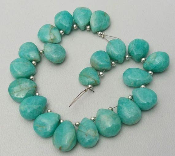 Perles amazonite en poire lisse 10x14mm pour création bijoux
