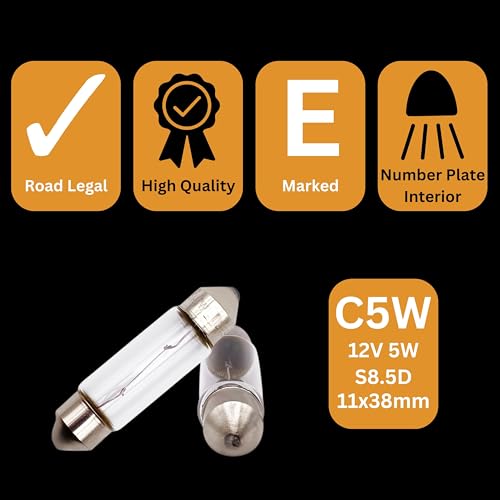 Tek Automotive 239 C5W Bulb Festoon Number Plate Bulb Interior Light 12V 5W S8.5D 11x38mm Car Bulbs - Box of 10 - Image 5