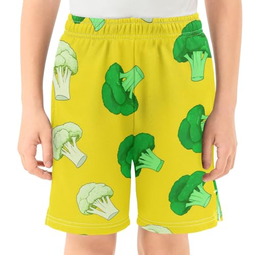 J JOYSAY Cauliflower Vegetable Grouping Yellow Boys Athletic Shorts Kids Youth Casual Shotrs with Pockets Elastic Waistband2