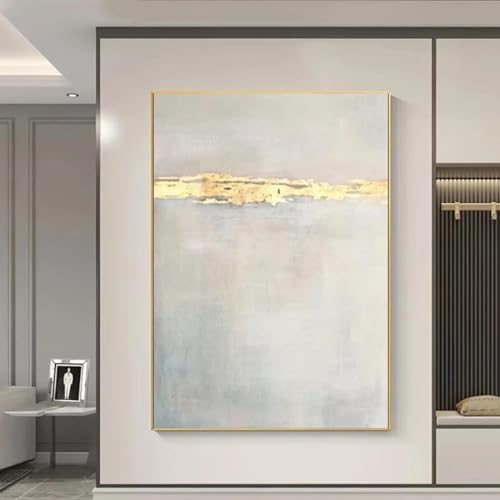 Art mural moderne haut de gamme avec peinture de paysage abstraite et feuille d'or