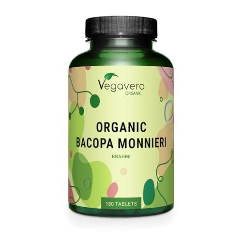 Vegavero Organic Bacopa Monnieri | 1500 mg Brahmi | 2% Natural Bacosides | Lab-Tested | 180 Tablets | Vegan