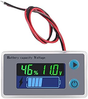 ALMOCN Battery Monitor 10-100V Digital Battery Capacity Tester, Percentage Level Voltage Temperature Switch Meter Gauge 12V 24V 36V 48V LCD Display Marine RV Battery Power Indicator Panel