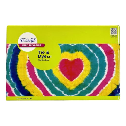 Image of Fevicryl Tie & Dye Multicolor Kit | Complete DIY Fabric Colour Kit with 4 Acrylic Colour, 1 x 2 feet Fabric, 4 Squeezy Bottles | Ideal for Gifting, Beginners & Art Enthusiasts