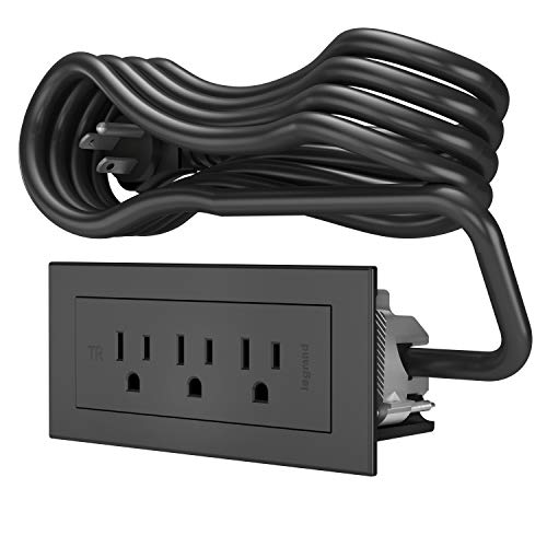 Legrand Wiremold RD3RBK10 radiant Furniture Power Center, Recessed Power Strip, 3 Outlets, 10 Foot Cord, Black