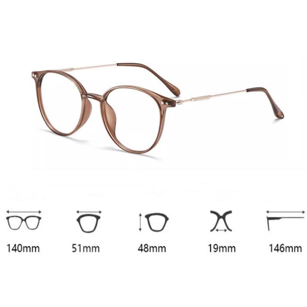 Gafas de Lectura Fotocromáticas，HD Gafas de computadora，Bisagra de Resorte，Moda Gafas de Lectura Ultraligero TR Redonda Marco(Size:+1.0)