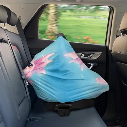 Image of Youngerbaby Cute Axolotl Nursing Cover Breastfeeding Super Soft Multi Use for Baby Car Seat Covers Canopy Shopping Cart Cover Scarf Light Blanket Stroller Cover Baby Girl Necessities