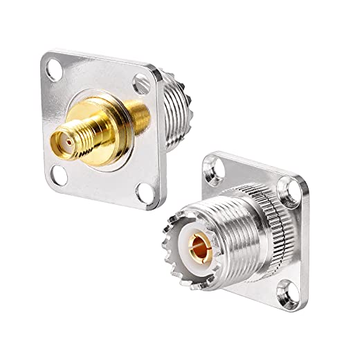 Superbat SMA to SO239 Connector, SMA Female to UHF Female SO239 4 Hole Flange Chassis Mount Solder Coax Adapter 2Pcs