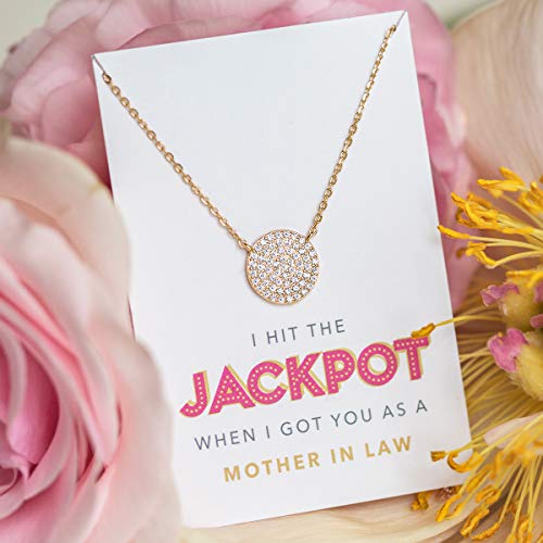 A+O Mother in law Necklace Gift- Pave Disc Necklace inSterling Silver, Gold Vermeil, Rose Gold Vermeil2