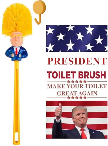 Toilet Brush for Bathroom Cleaning, Great Gag Gift, Fun Design, Toilet Bowl Brush with Solid Handle and Durable Bristles, Political Satire Products