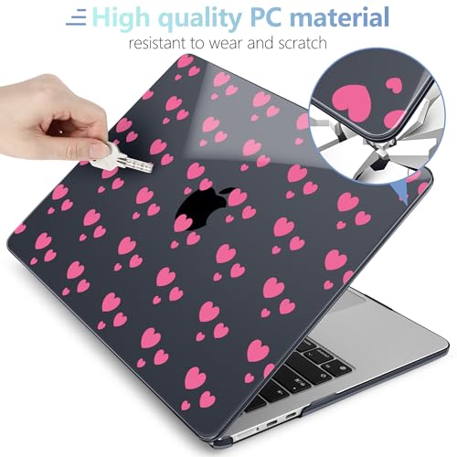 Image of MEEgoodo Case for M5 /M4 /M3 /M2 MacBook Air 13 inch 2026 2025 2024 2022, Fit Model A3449 /A3240 /A3113 /A2681, Case Compatible with MacBook Air 13.6-inch, Pink Hearts