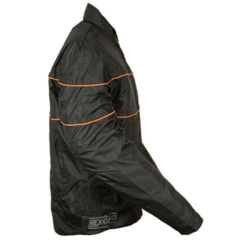 Nexgen Sh2285 Men's Black Scooter Style Textile Jacket With Orange Stripes - 4X-Large #TOP1