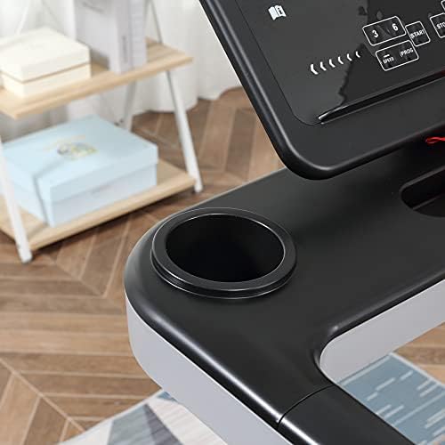 HOMCOM 500W Motorised Treadmill 1-12km/h Folding Frame w/Wheels 12 Preset Programs LCD Screen Running Machine Safety Button Home Gym Office Fitness Exercise
