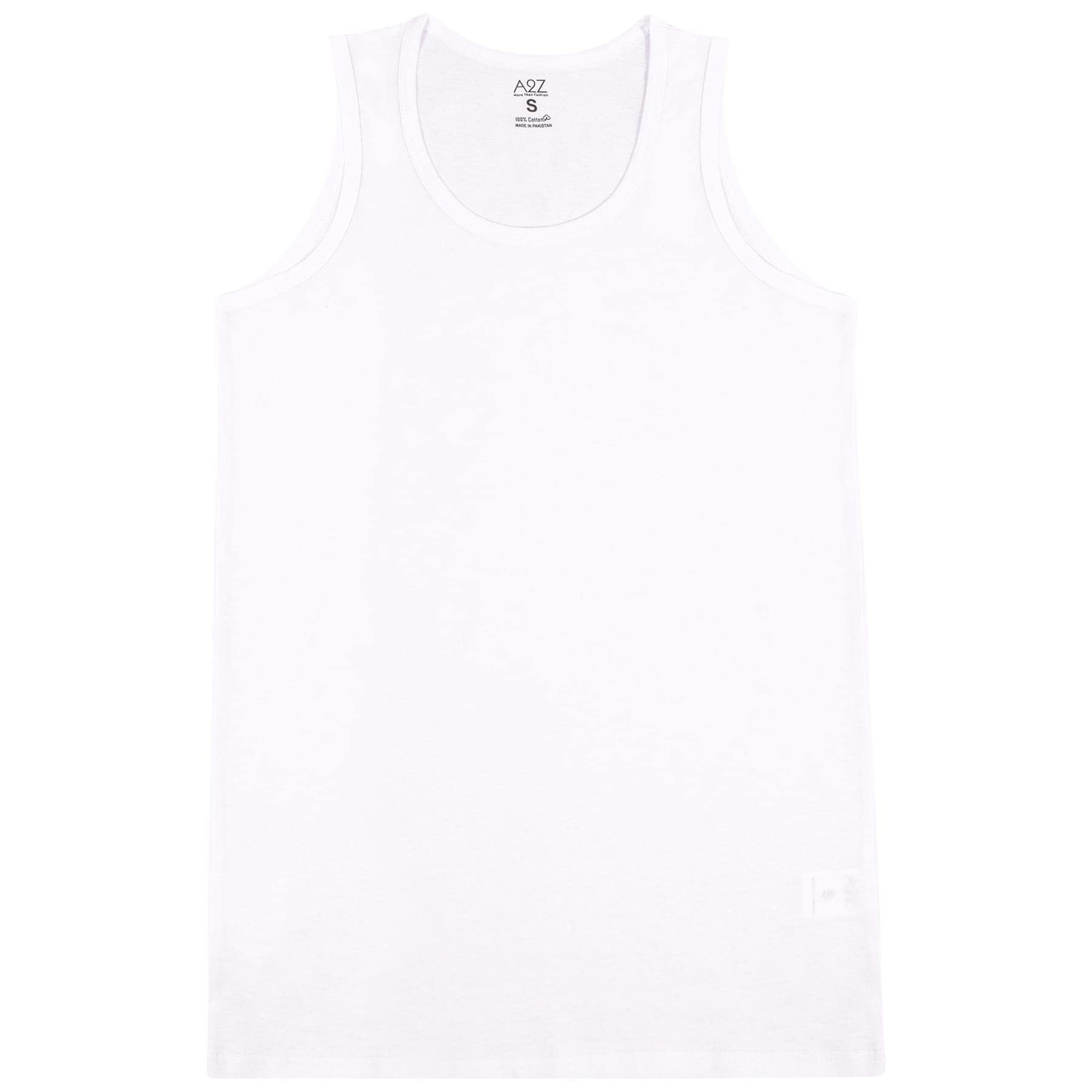 A2z Men's White Underwear Vest Soft 100% Combed Cotton Sleeveless - Vest 005 ._S