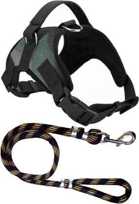 Dog Belt Padded Dog Body Harness Adjustable with Black Lead Dog Harness & Leash (Small) (Color May Vary)