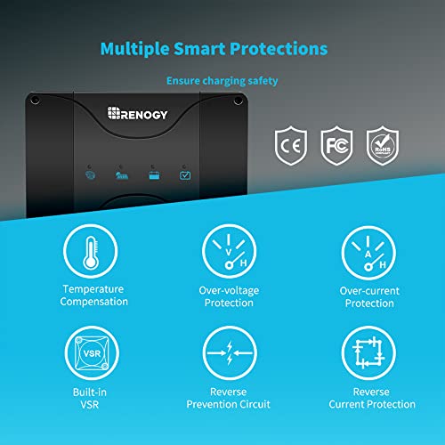 Image of Renogy Smart 30A DC-DC MPPT Battery Charger 12V Dual Input for RVs /Vans | 30V /400W solar input,AGM /Gel /Flooded /Li, MPPT 99% tracking,alternator+dual input,overvoltage /short protection,negative ground