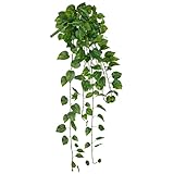 48' Artificial Hanging Plant Pothos Green Plants Decorative Artificial Plants Fake Hanging Plants for Window Wall Decorations