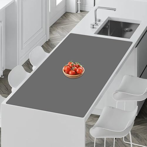 Image of 35.4''x23.6''(90cmx60cm) Extra Large Silicone Mat for Kitchen Counter, Heat Resistant Countertop Protector, Non-Slip Waterproof Kitchen Island Mat, Easy to Clean, Dark Gray