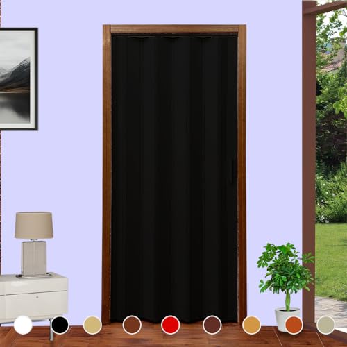 Puerta de fuelle en kit DIY mod. Lorella H 220 cm de ancho cm 82/94/107/120/132/145 para cortar y montar a medida en 9 colores instrucciones de montaje montaje tornillería y película