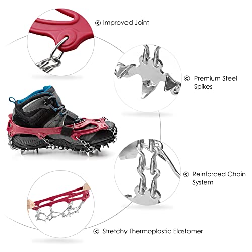 image for Cimkiz Crampons Ice Cleats Traction Snow Grips for Boots Shoes Women M