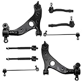 TRQ Front Steering & Suspension Kit Control Arm with Ball Joint Sway Bar Stabilizer Link Tie Rod Compatible with 2014-2017 Mazda 6