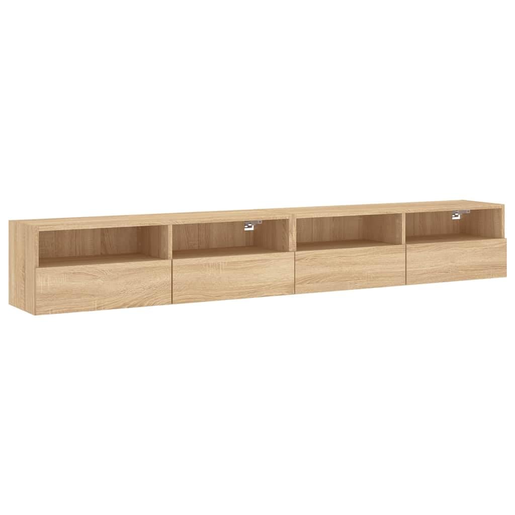 Armoire murale TV chêne Sonoma 100cm : lot de 2 meubles suspendus